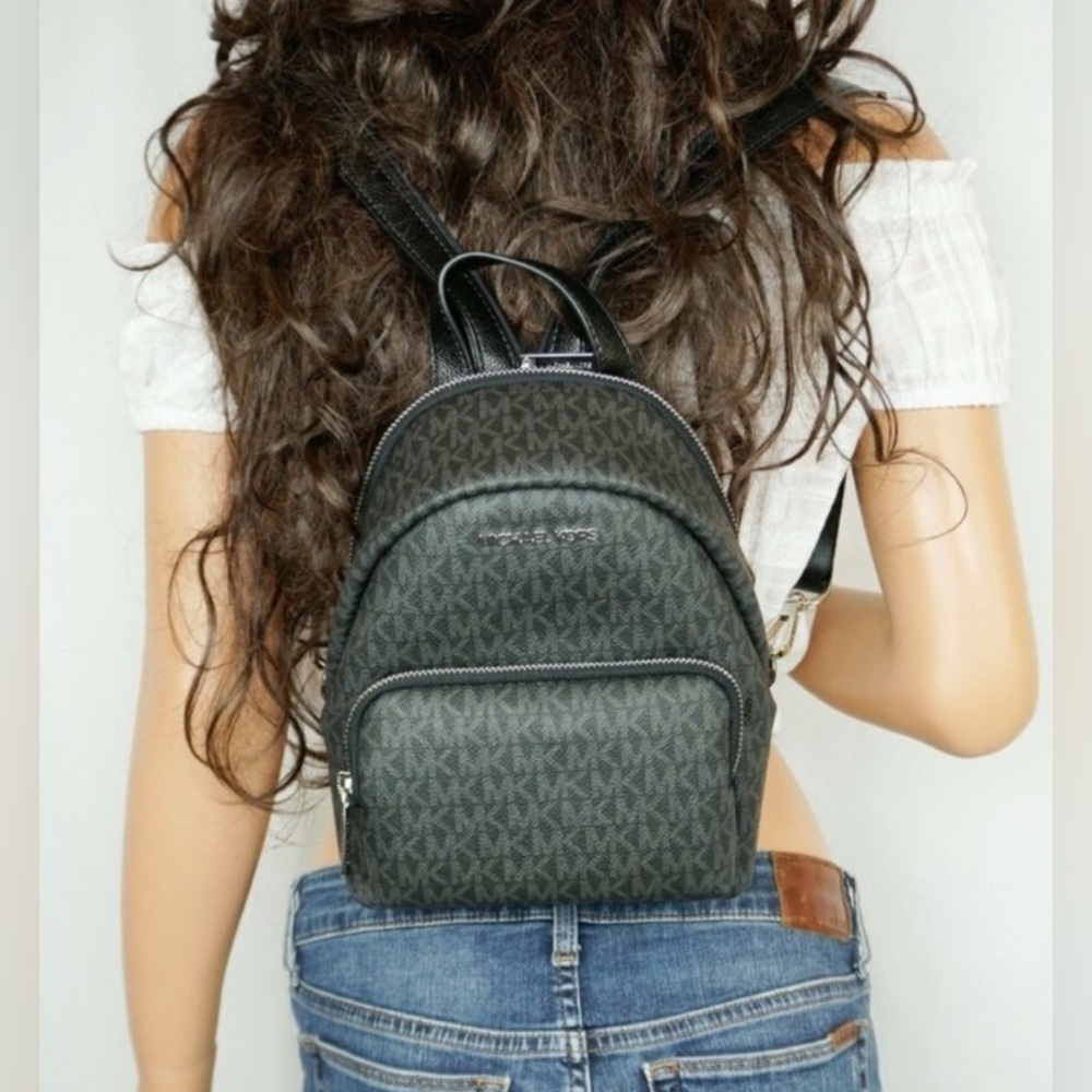 Michael Kors Black Mini Monogram Backpack- Euc - image 1